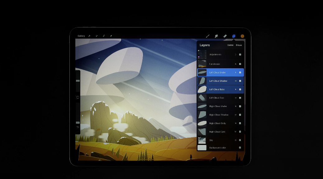  how to select all layers in procreate layer management and selection