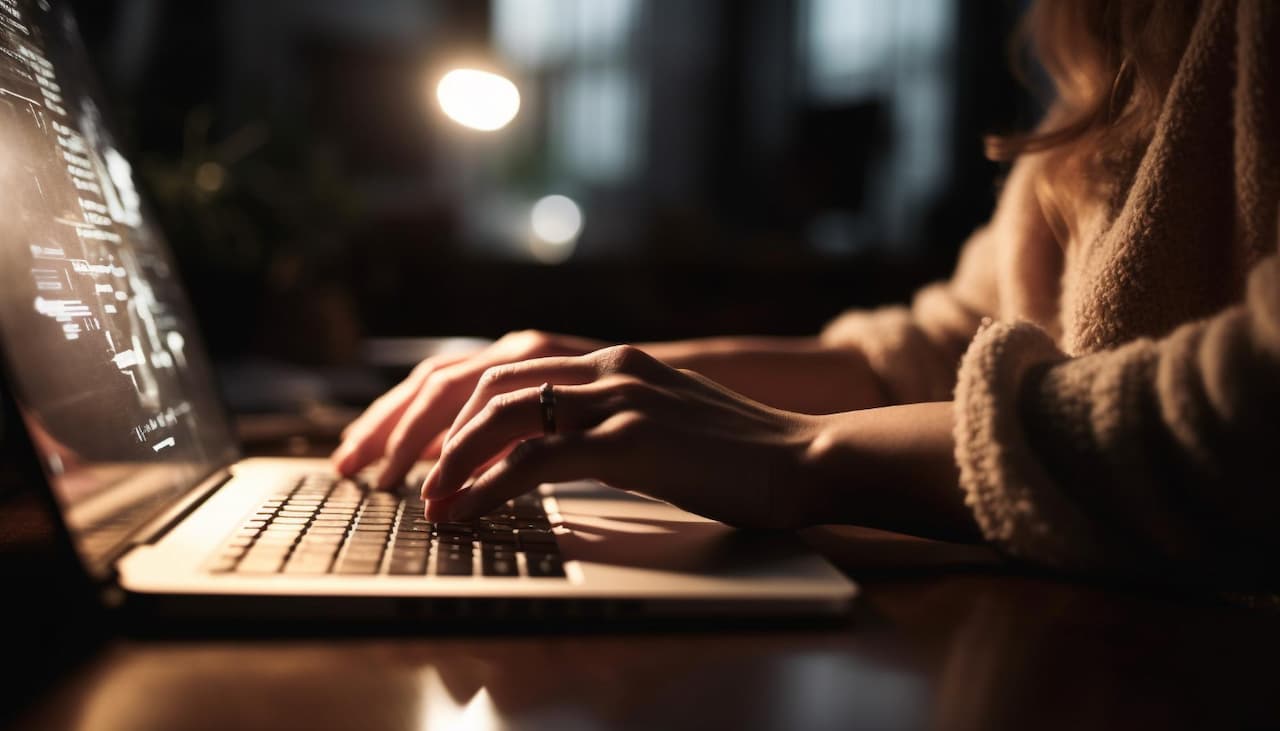 Woman working on a computer