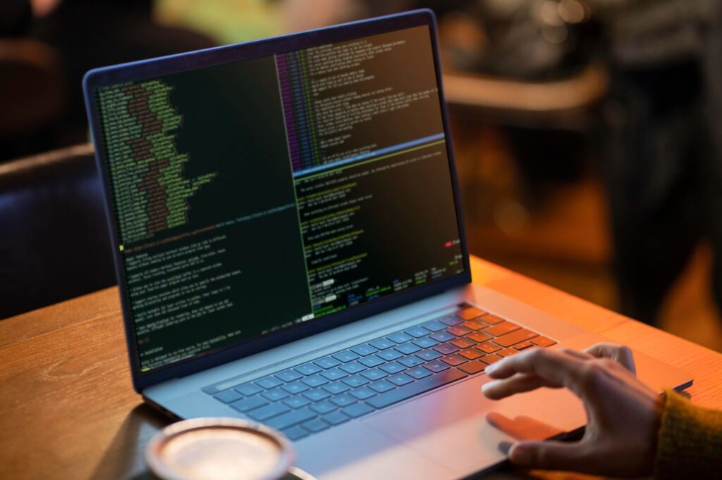 Man working with code in the caffe