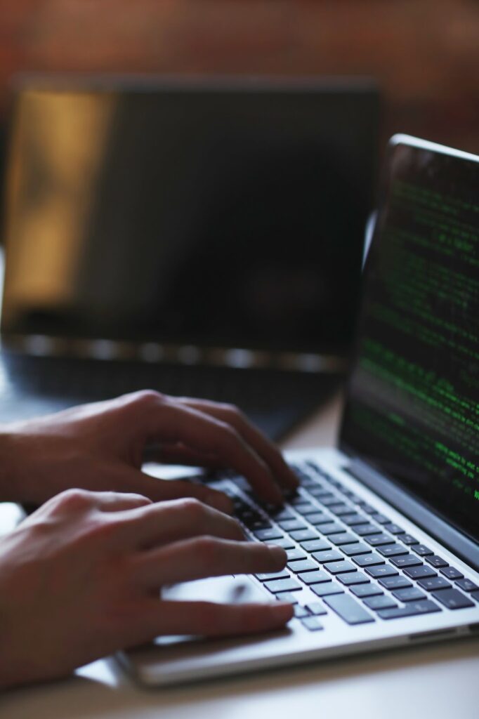 Close up of man working on his laptop